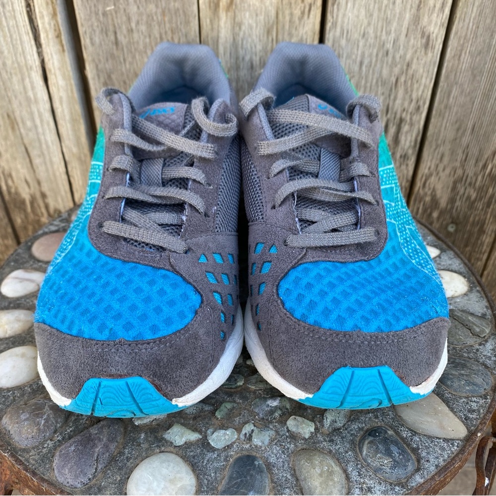 Asics Sz 8 Sneakers Gray Ombre Blue Green Colorway Mesh Gel-Kali 33 Lace-up Rare - Picture 4 of 12